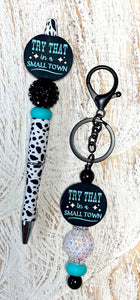 SMALL TOWN...CHOOSE PEN OR KEYCHAIN