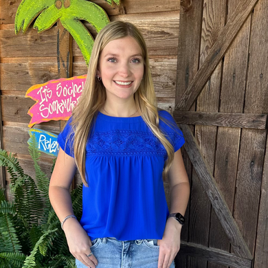 COBALT LACE TOP