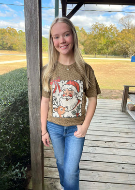 VINTAGE SANTA/REINDEER LEOPARD TSHIRT