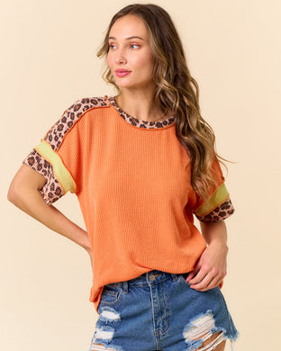TOUCH OF LEOPARD TOP (ORANGE)