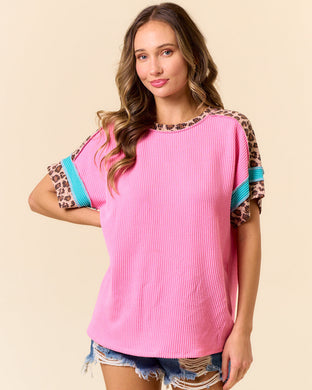 TOUCH OF LEOPARD TOP (PINK)