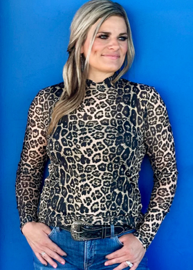 LEOPARD MESH TOP