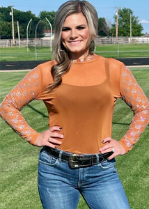 RUST BLING MESH TOP